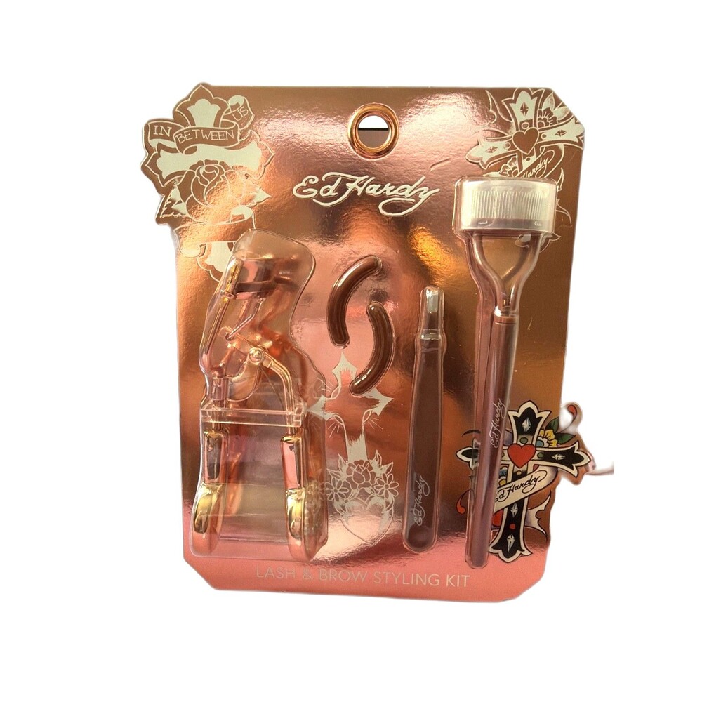 Ed Hardy Rose Gold Lash & Brow Styling Tool Kit New In Package